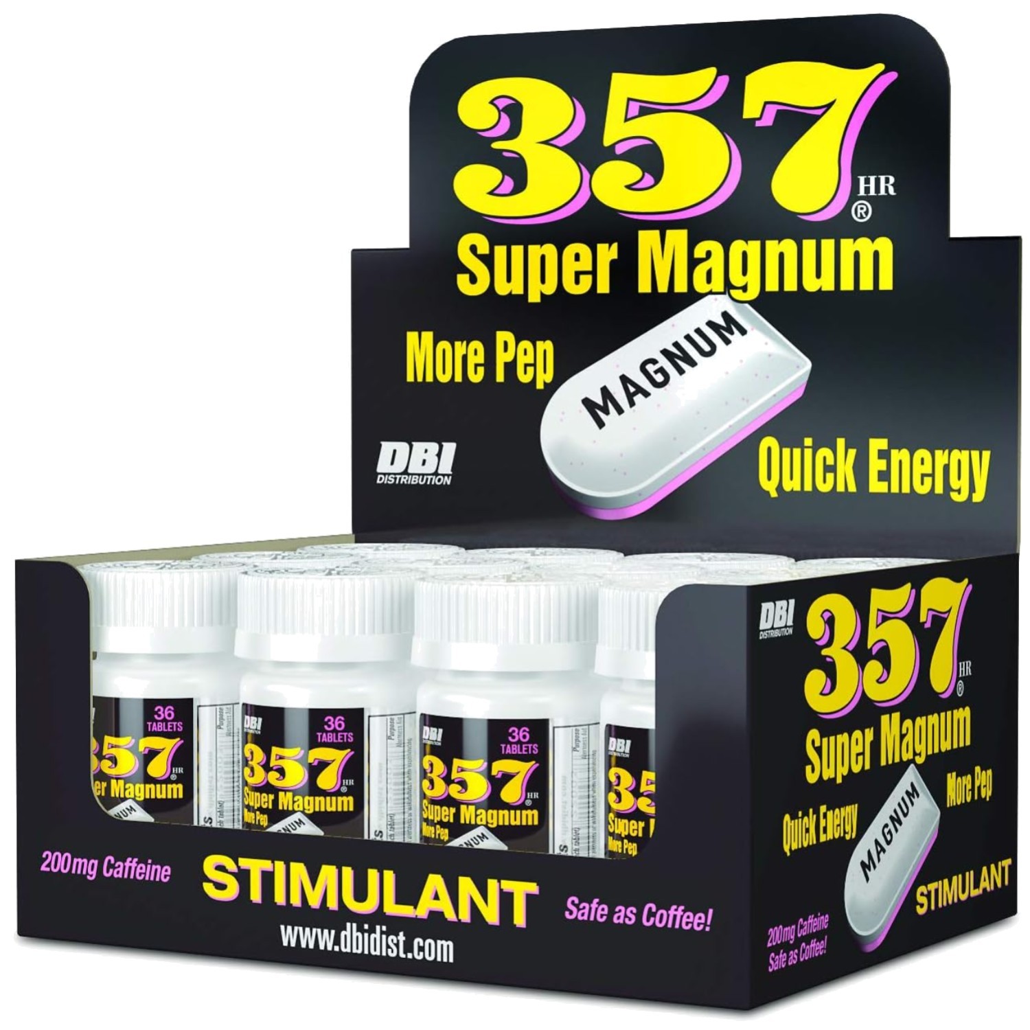Super Magnum Stimulant 200mg Caffeine Tablets, Pack of 12