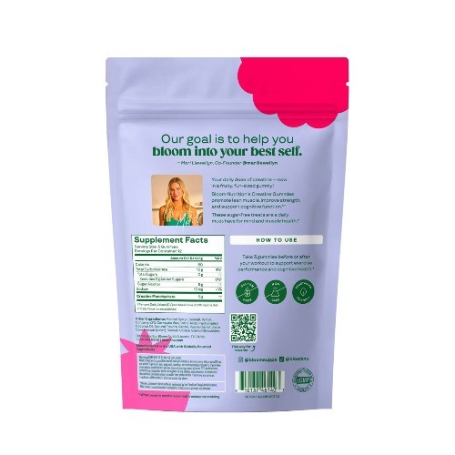 BLOOM NUTRITION Creatine Monohydrate Gummies – Berry Boost – 36ct/12 Servings