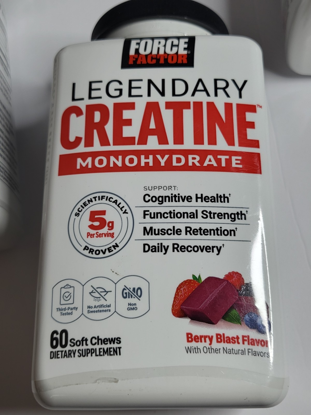 Force Factor Legendary 5g Creatine Monohydrate Chews, Berry Blast-60 Soft Chews
