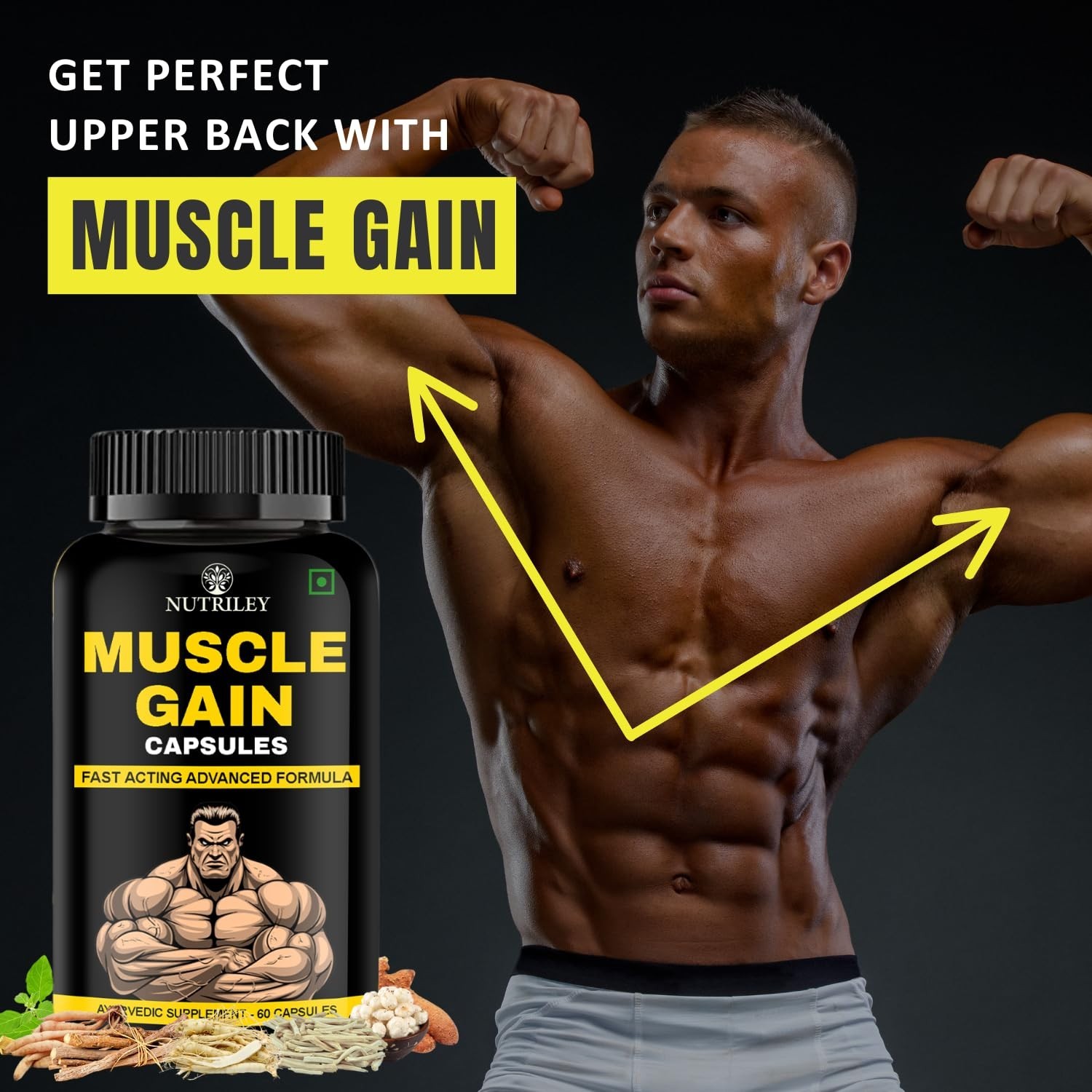 Nutriley Muscle Mass Gainer, Weight Gainer, bodybuilding supplements {60tab}