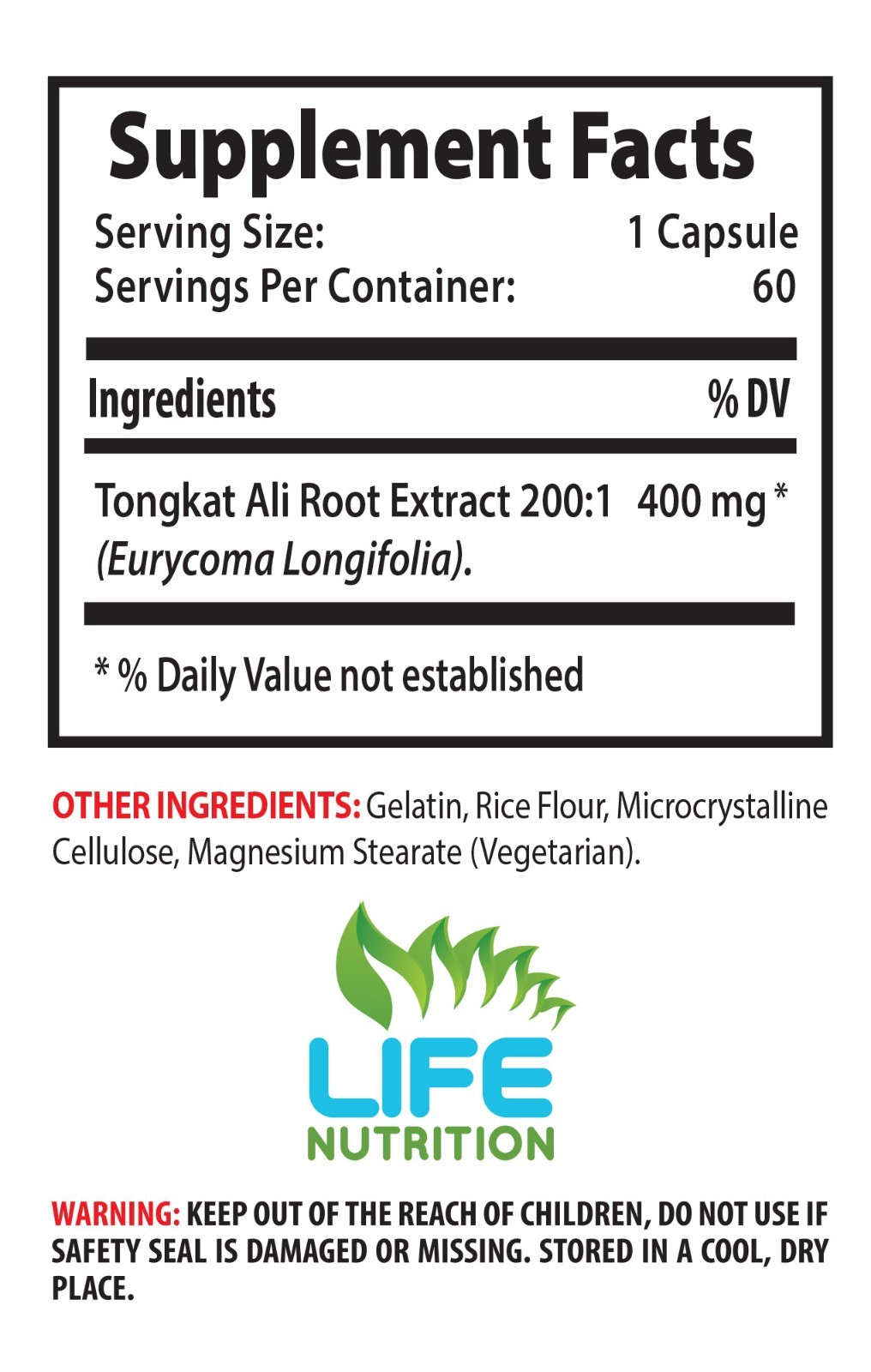Male Testosterone Booster Caps – Tongkat 200:1 400mg – Pasak Bumi Root 6B