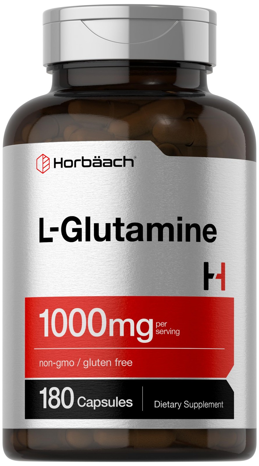 Horbaach L Glutamine Capsules 1000mg | 180 Powder Pills | Supplement for Wome…