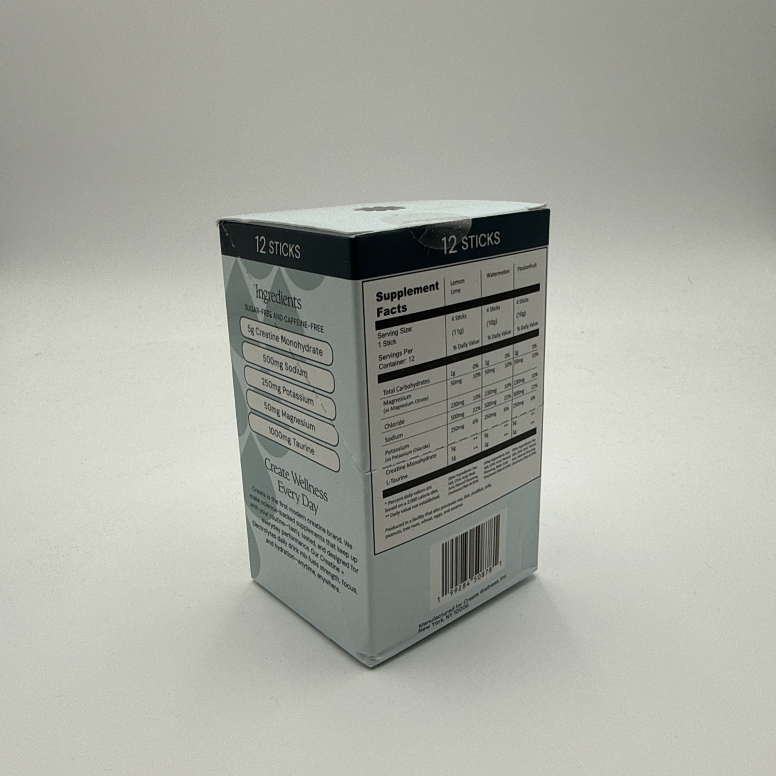 Create Creatine + Electrolytes Powder Variety Pack 12 Sticks Sugar-Free NSF