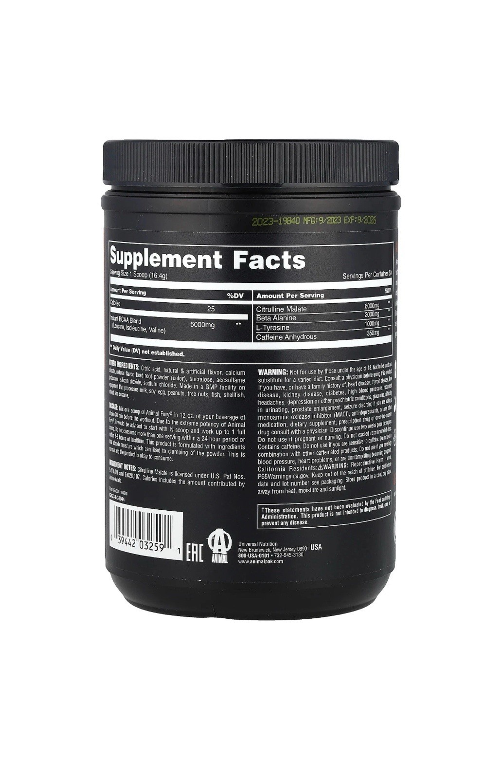 Fury®, Essentials, Pre Workout, Watermelon, 1.08 lb (492 g). Exp 06/2028