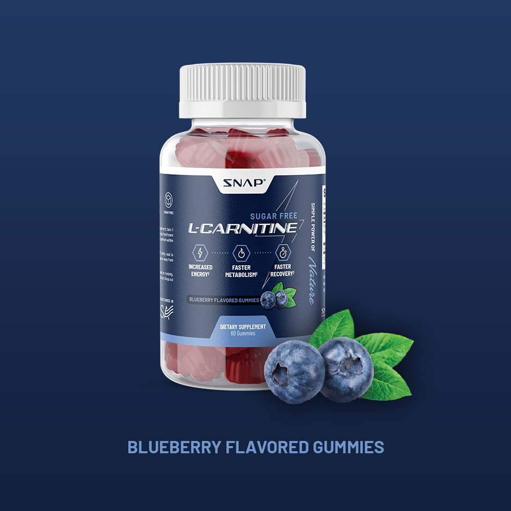 Sugar Free L-Carnitine Chews Natural Energy, Pre Workout and Recovery Gummy 60ct