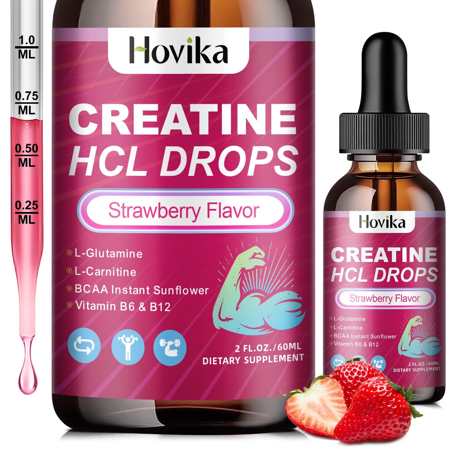 Creatine HCL Liquid Drops for Men & Women Creatine Hydrochloride with L-Carni…