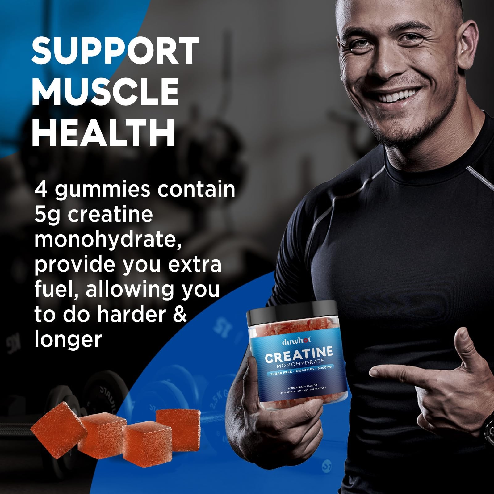 duwhot Creatine Monohydrate Gummies for Men, Creatine Monohydrate Chewables 5…