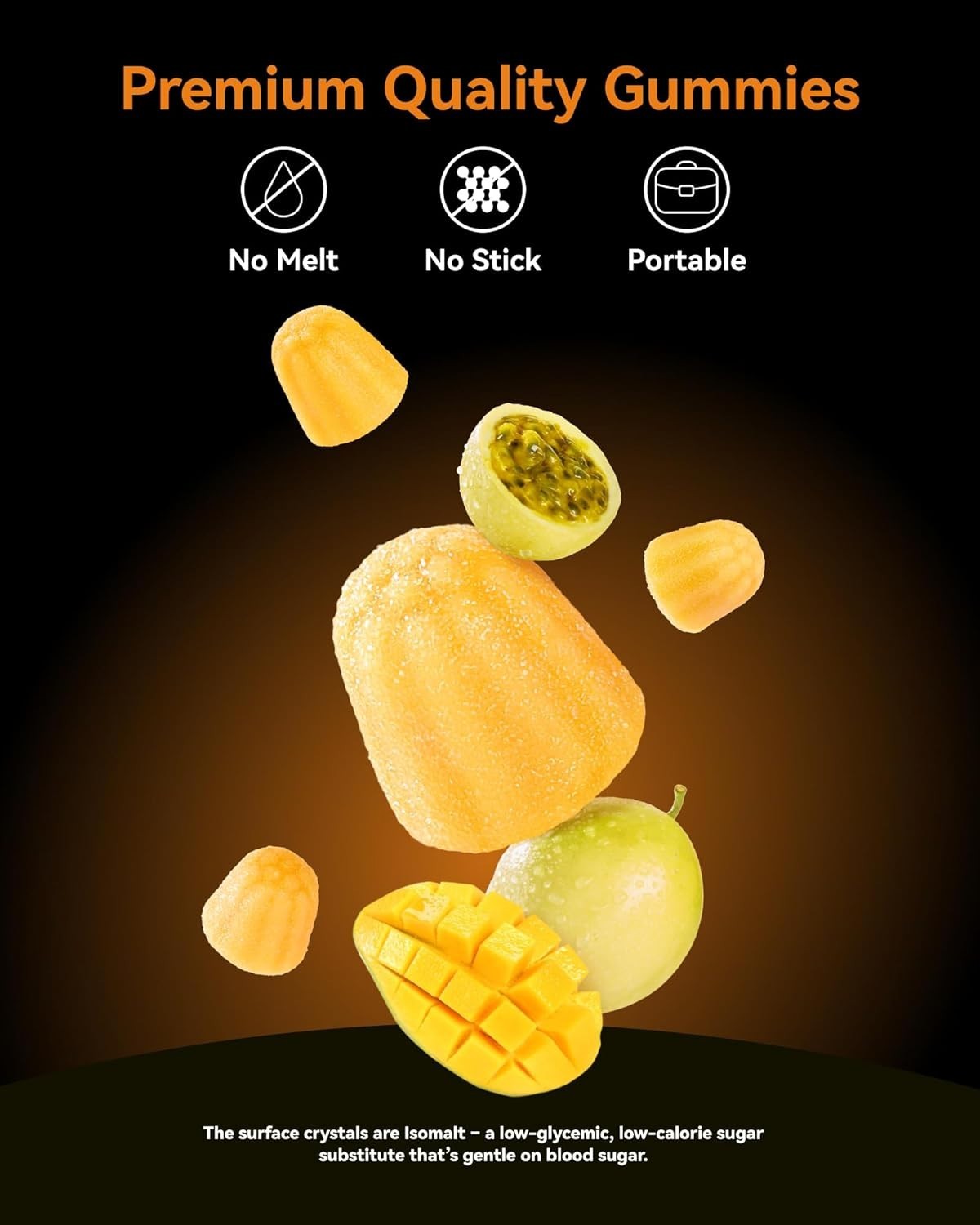 Mango Passionfruit Creatine Gummies for Muscle Strength – & Safe, 120ct