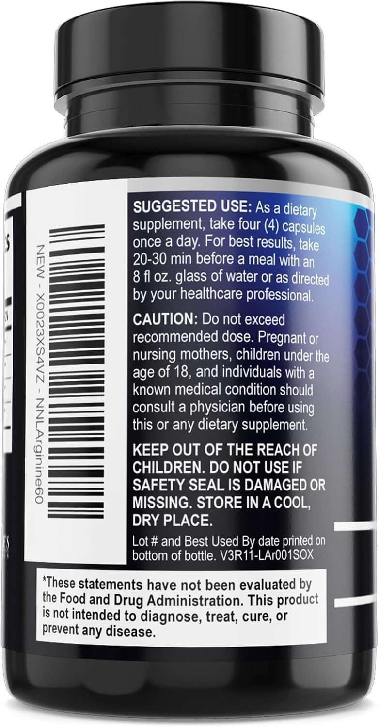 Nitric Oxide Booster 3000mg L-Arginine 3X Extra Strength Capsules