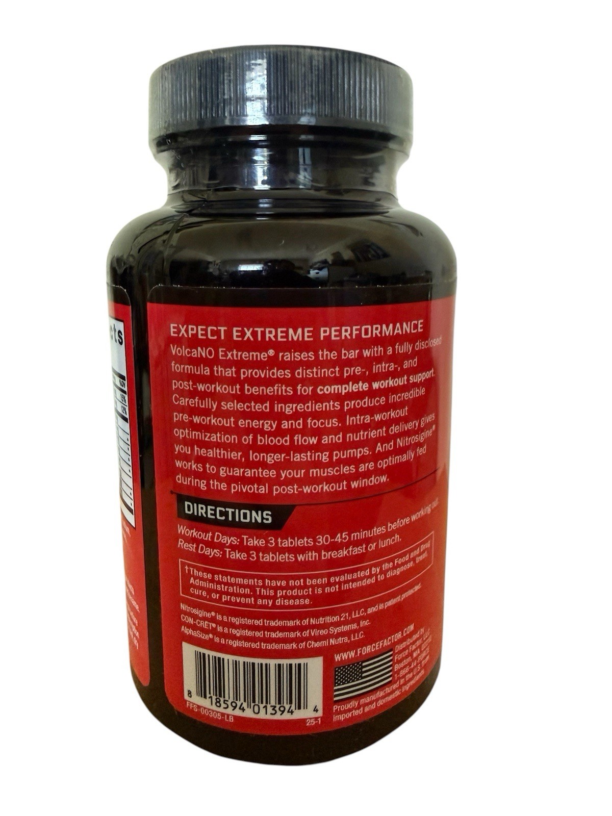 VolcaNO Extreme Pre Workout Nitric Oxide Booster & Muscle Builder 90 Tablets