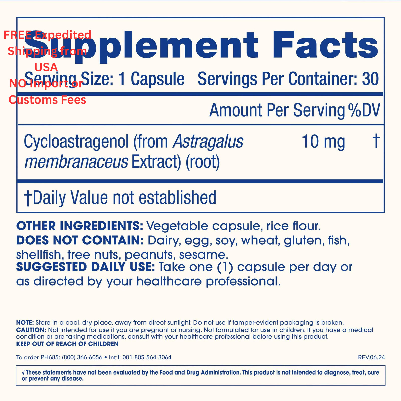 ProHealth Cycloastragenol Supplement, 10 mg per Serving 30 Count (Pack of 1)