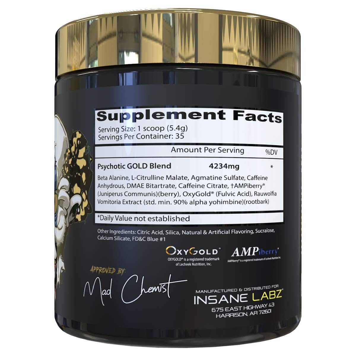 GOLD Pre Workout Supplement Blue Punch Flavor 35 Servings Energy Focus Pumps