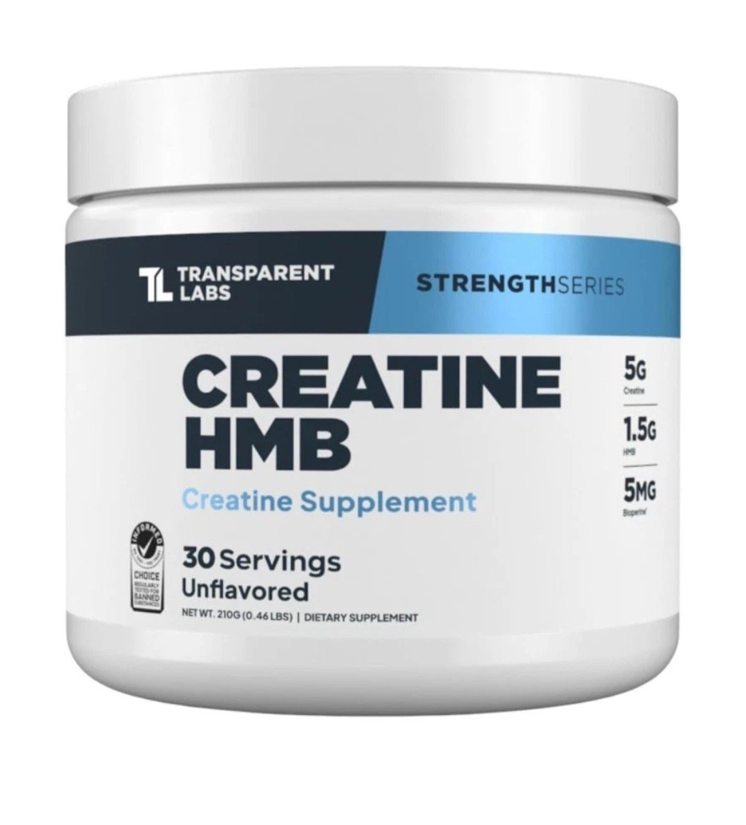 Transparent Labs Creatine HMB Creatine Monohydrate Powder Unflavored 30 Servings
