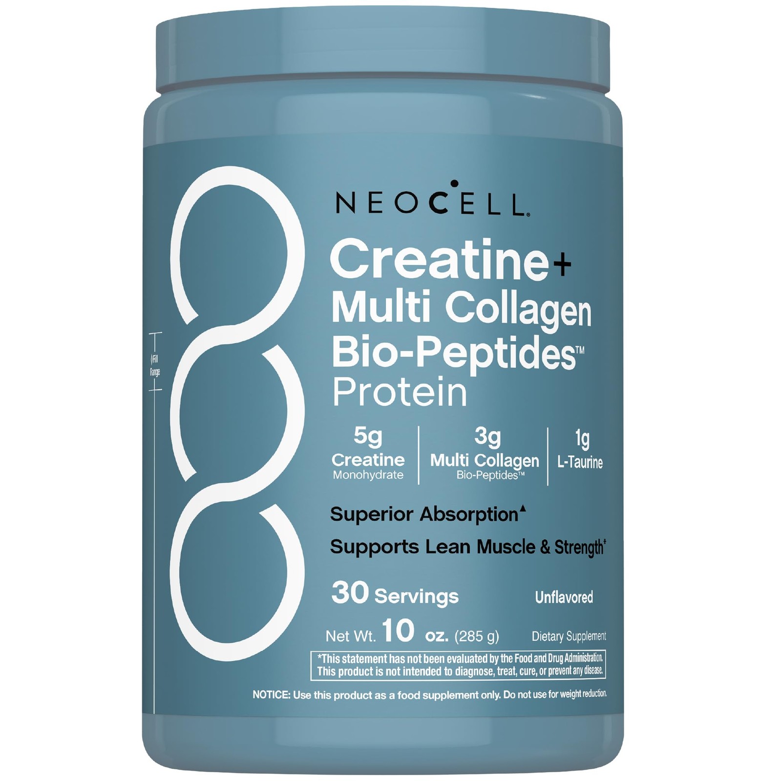 NeoCell Creatine Monohydrate Powder | 30 Servings | with Multi Collagen Peptides