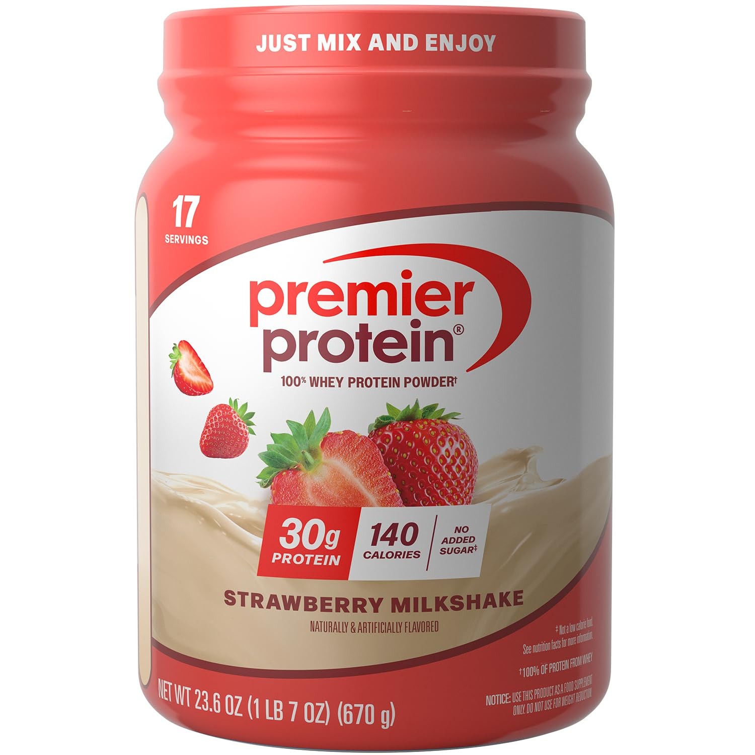 Premier Protein Powder Strawberry Milkshake 30G Protein No Added Sugar 100 Whey