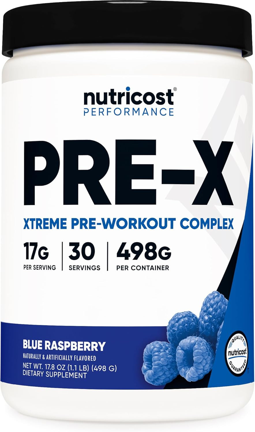 Nutricost Pre-X Xtreme Pre-Workout Powder Complex, Blue Raspberry, 30 Servings