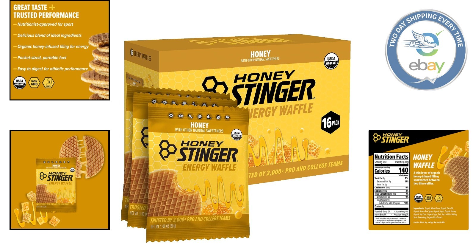 16 Count Energy Stroopwafel – Organic Honey Flavor for Endurance Athletes