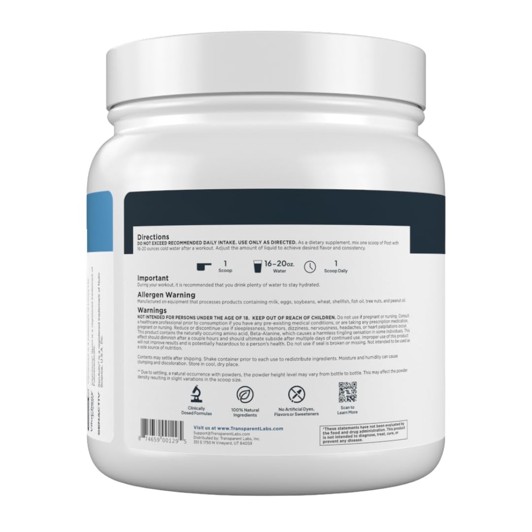 Transparent Labs Post PostWorkout Recovery Muscle Builder with LGlutamine, B…