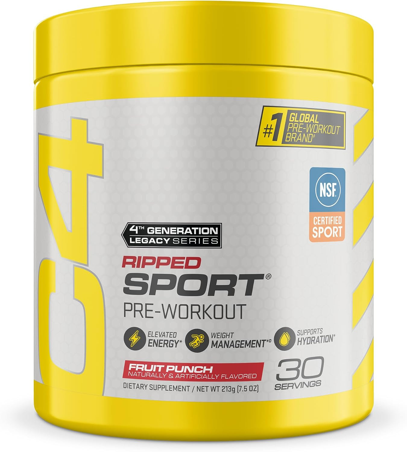 Ripped Sport Pre Workout Powder Fruit Punch – NSF Certified for Sport + Zero Sug