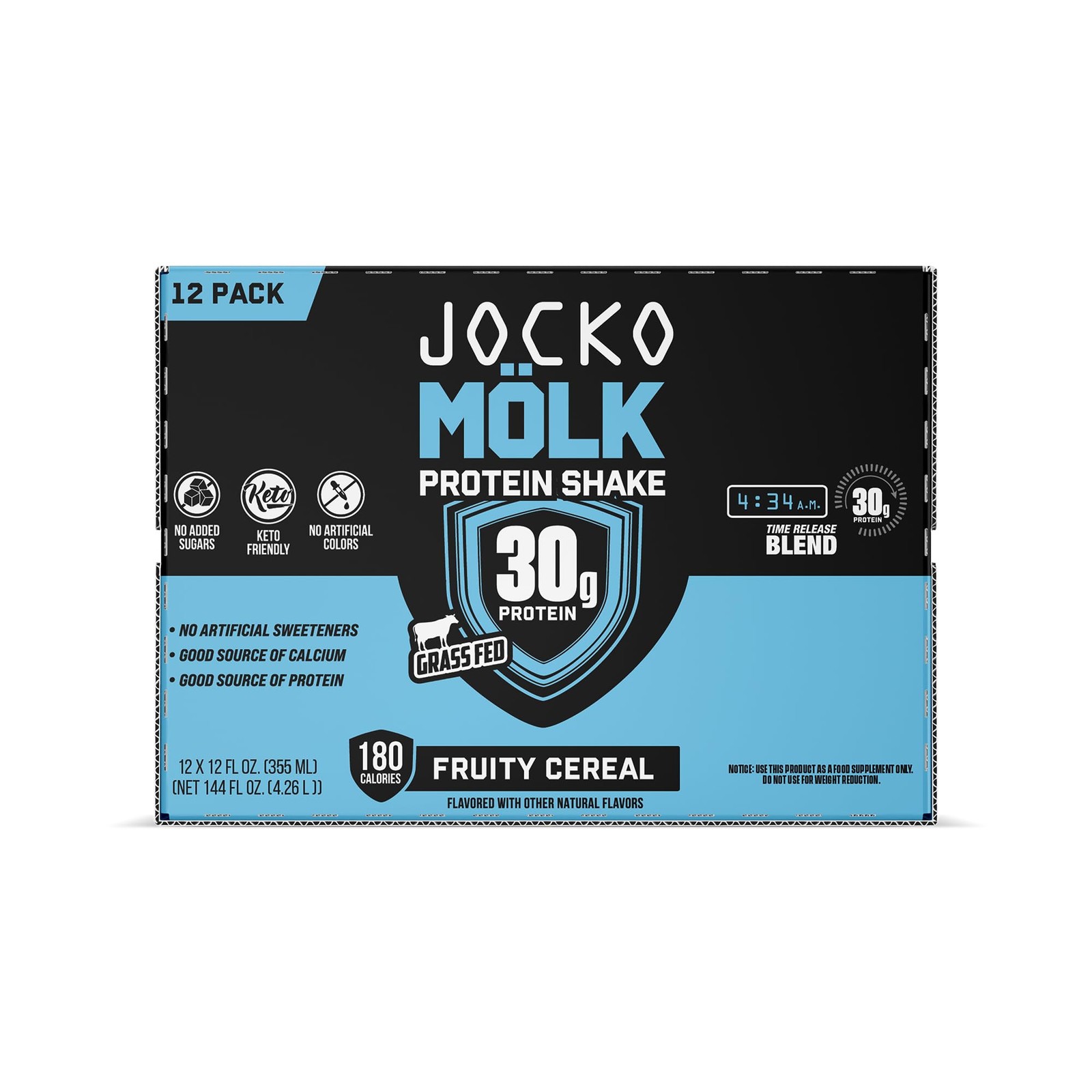 Jocko Mölk 30g Grass Fed Protein Shakes No Sugar Keto Ready to Drink 12oz Pack o