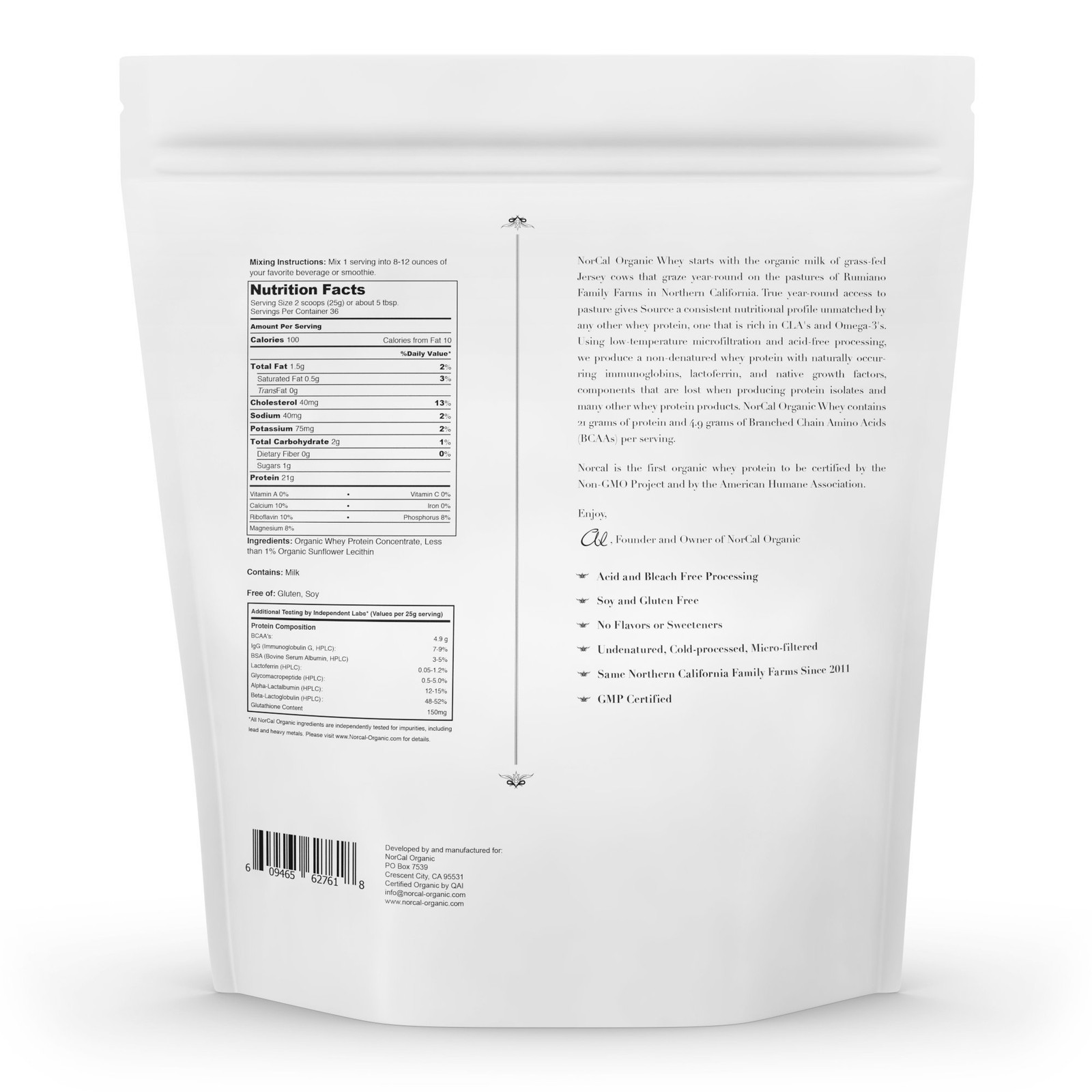 Grass-Fed Whey Protein, USDA Certified, Unflavored, 2 lb
