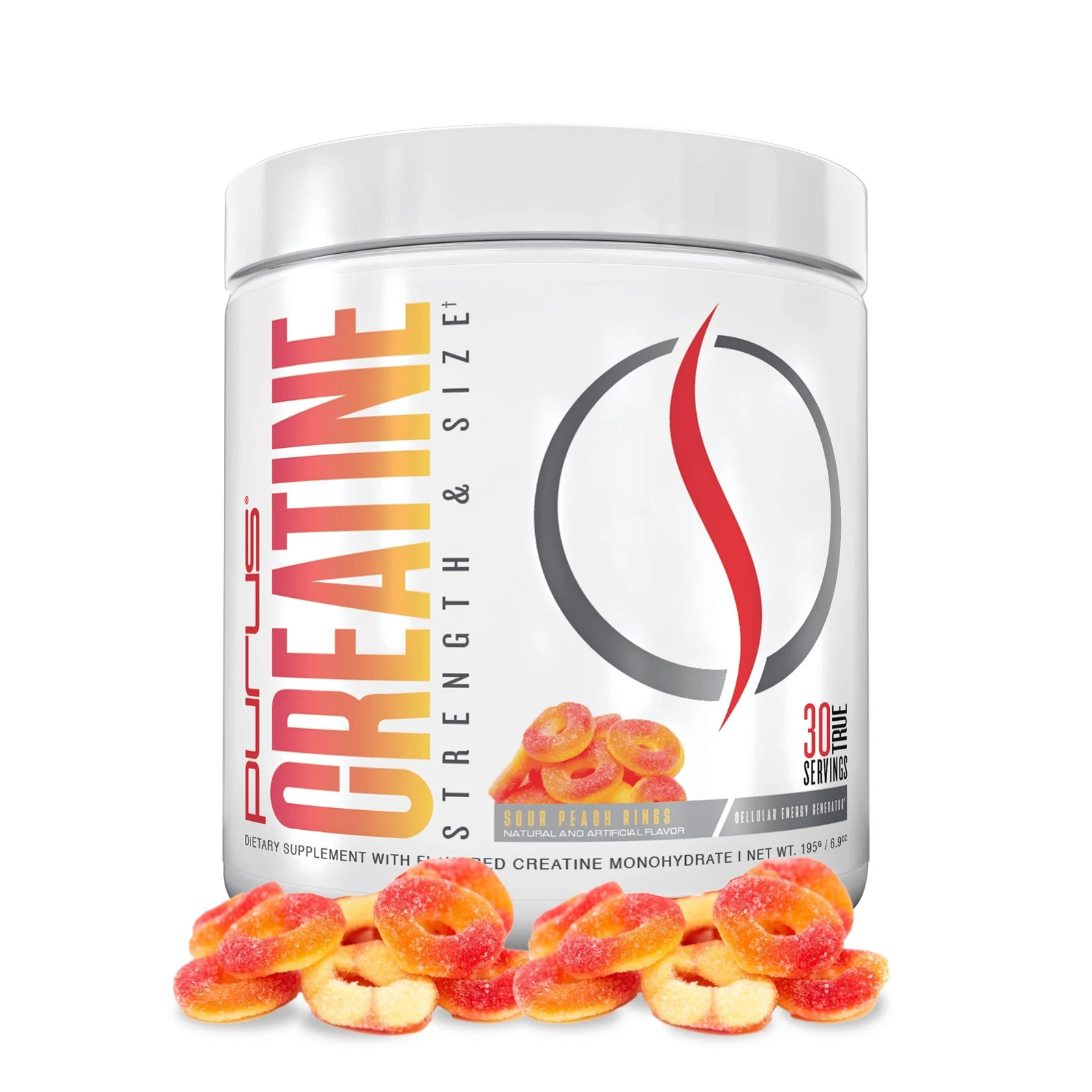 Purus Labs Peach Rings Creatine Monohydrate – Boost Muscle, Power Strength 30srv