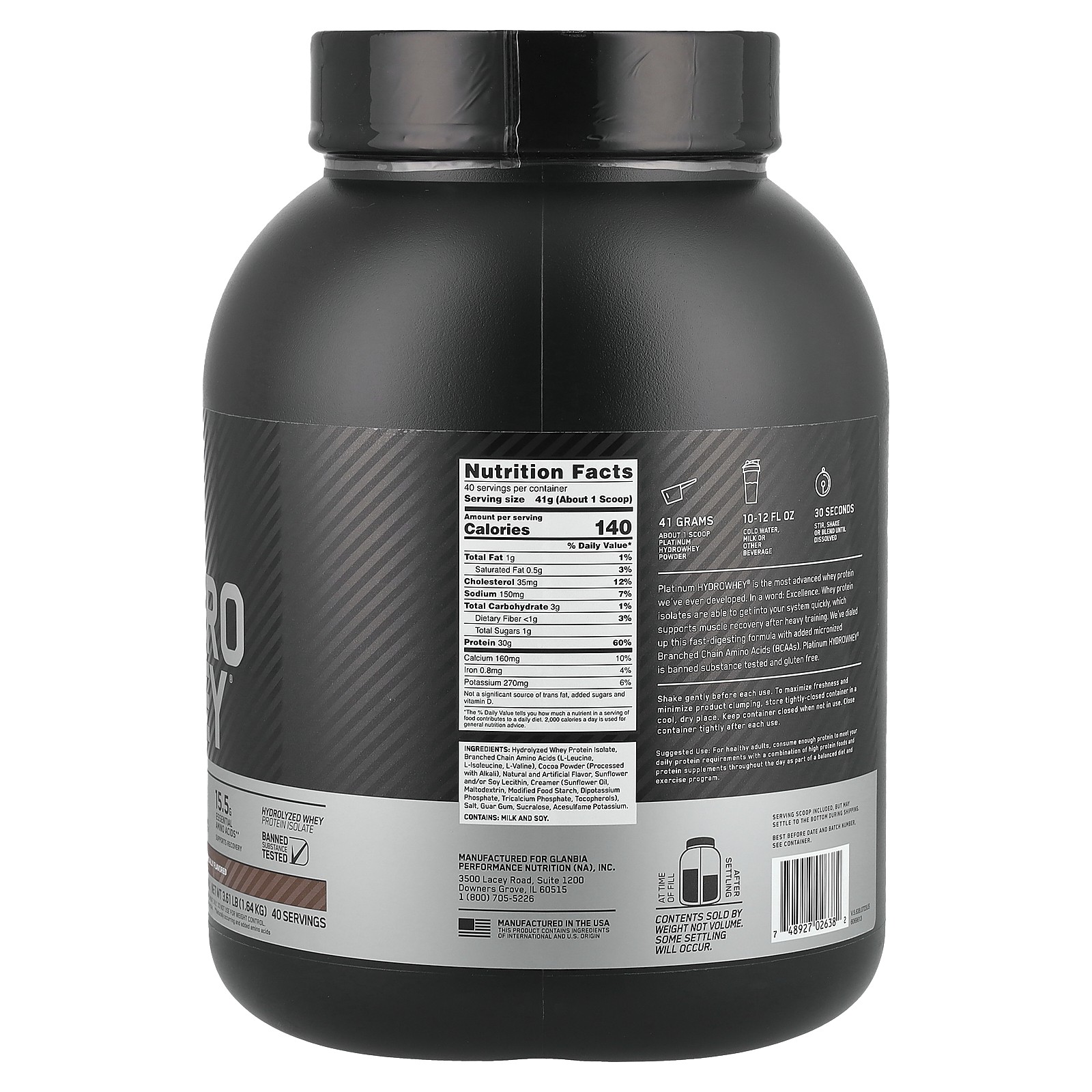 Platinum Hydro Whey, Turbo Chocolate, 3.61 lb (1.64 kg)