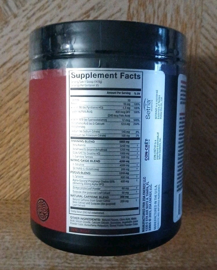 2CT: ZOA+ Zero Sugar PRE-WORKOUT! Powder “Cherry-Lime” NSF-CERTIFIED SPORT 13oz