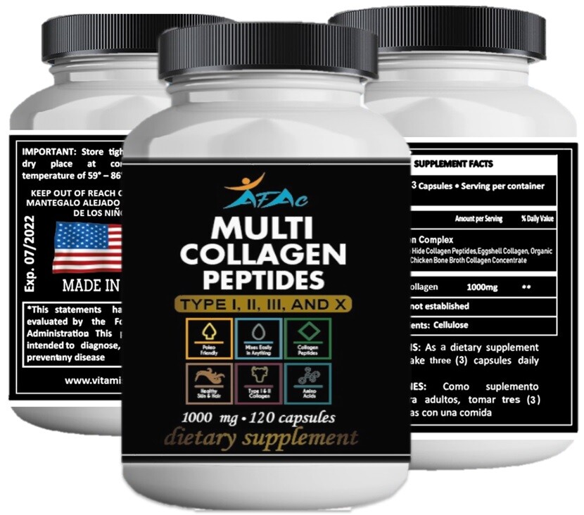 Premium Collagen Peptides 120 capsules Hydrolyzed Anti-Aging Protein Powder cap