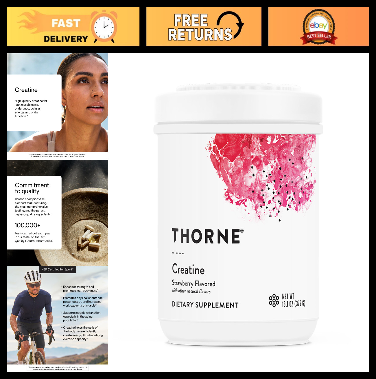 Micronized Creatine Monohydrate Powder – Muscle & Cognitive Support – Strawberry
