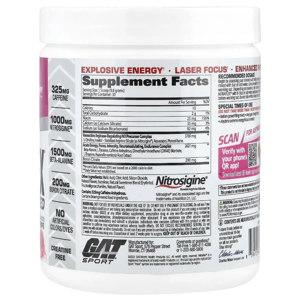 GAT Nitraflex Pre Workout 30 serving – Watermelon