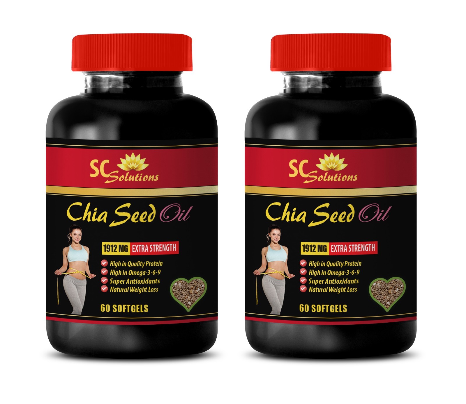 Fat loss burner – CHIA SEED OIL 2000 – energy vitamin pills – 2 Bottles