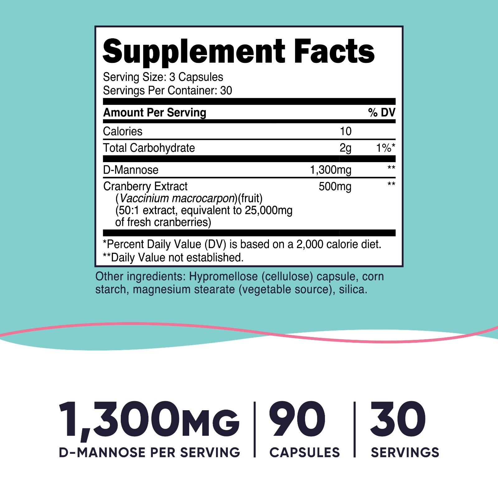 Nutricost D-Mannose with Cranberry Extract for Women 1300mg 90 capsules
