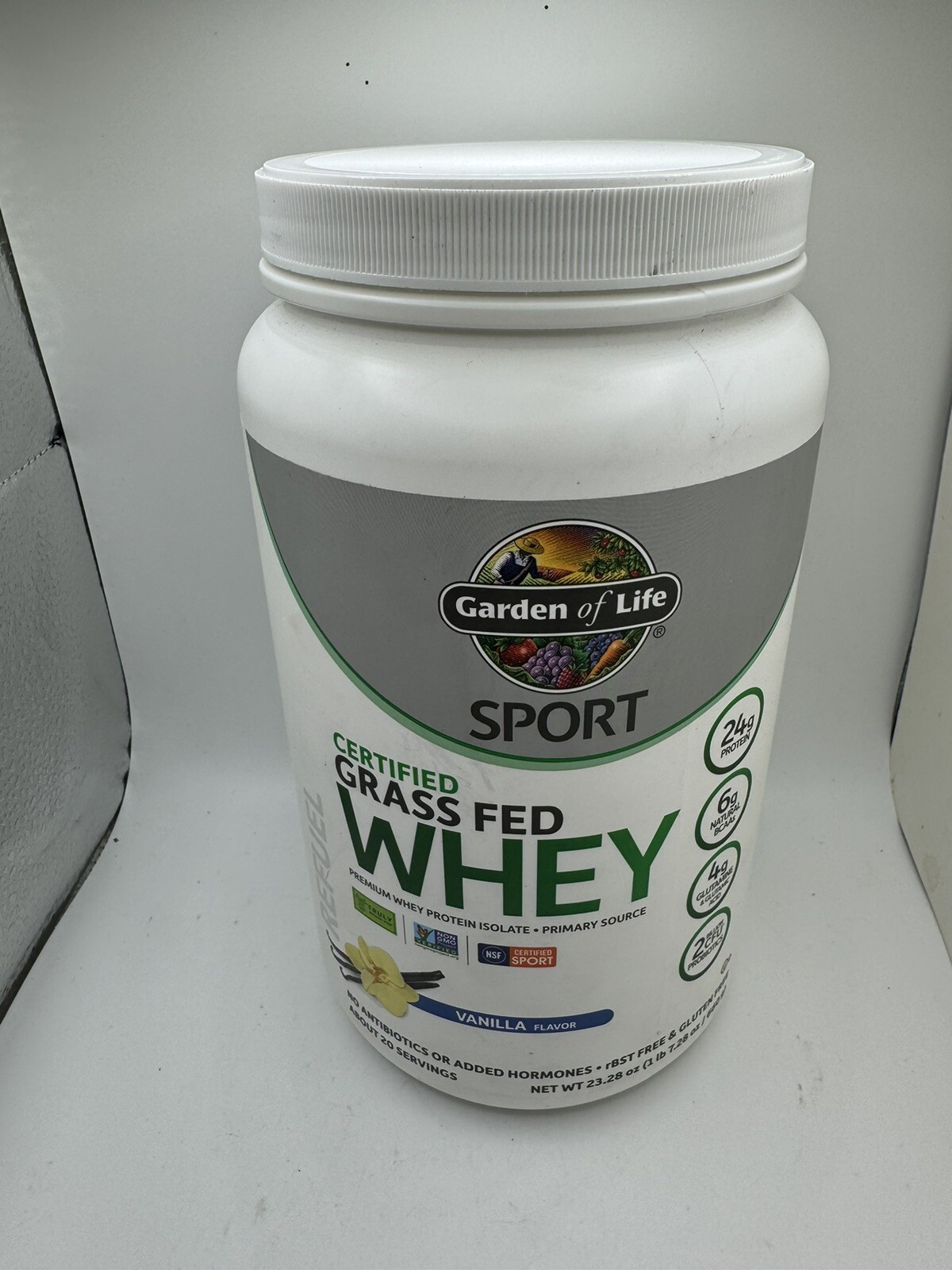 Garden Of Life Sport Certified Grass Fed Whey Vanilla 23.28oz (660g) New Sealed