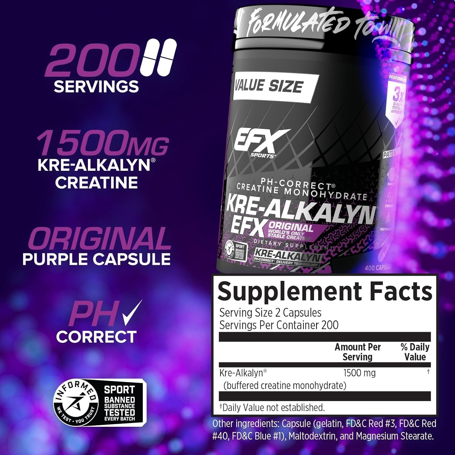 Kre-Alkalyn EFX | pH Correct Creatine Monohydrate Pill Supplement | Strength,…