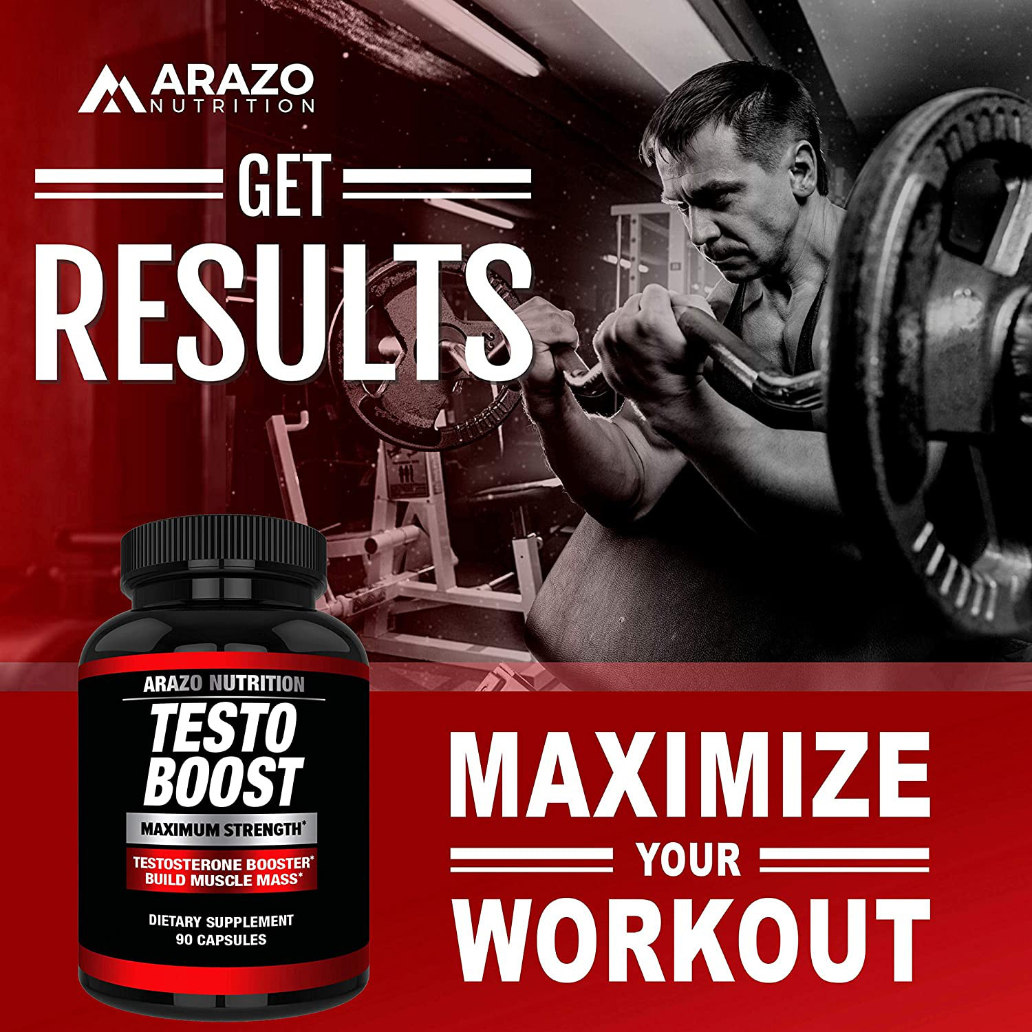 Arazo Nutritioin TestoBoost Dietary Supplement Maximum Strength 90 Capsules