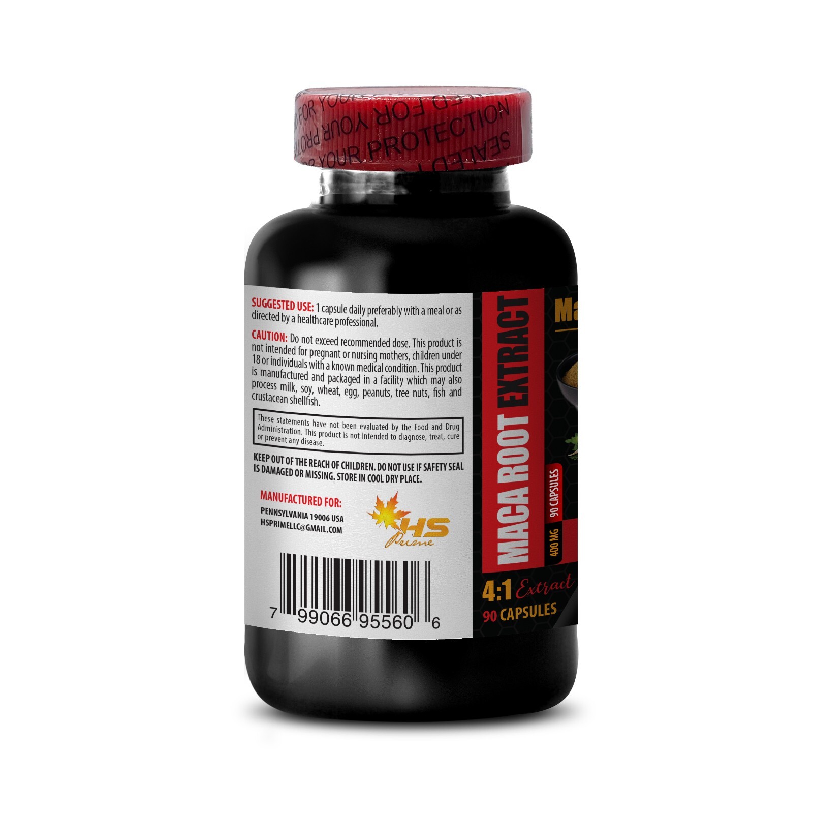 maca supplement – MACA ROOT EXTRACT 400MG – energy booster for women – 1 Bottle
