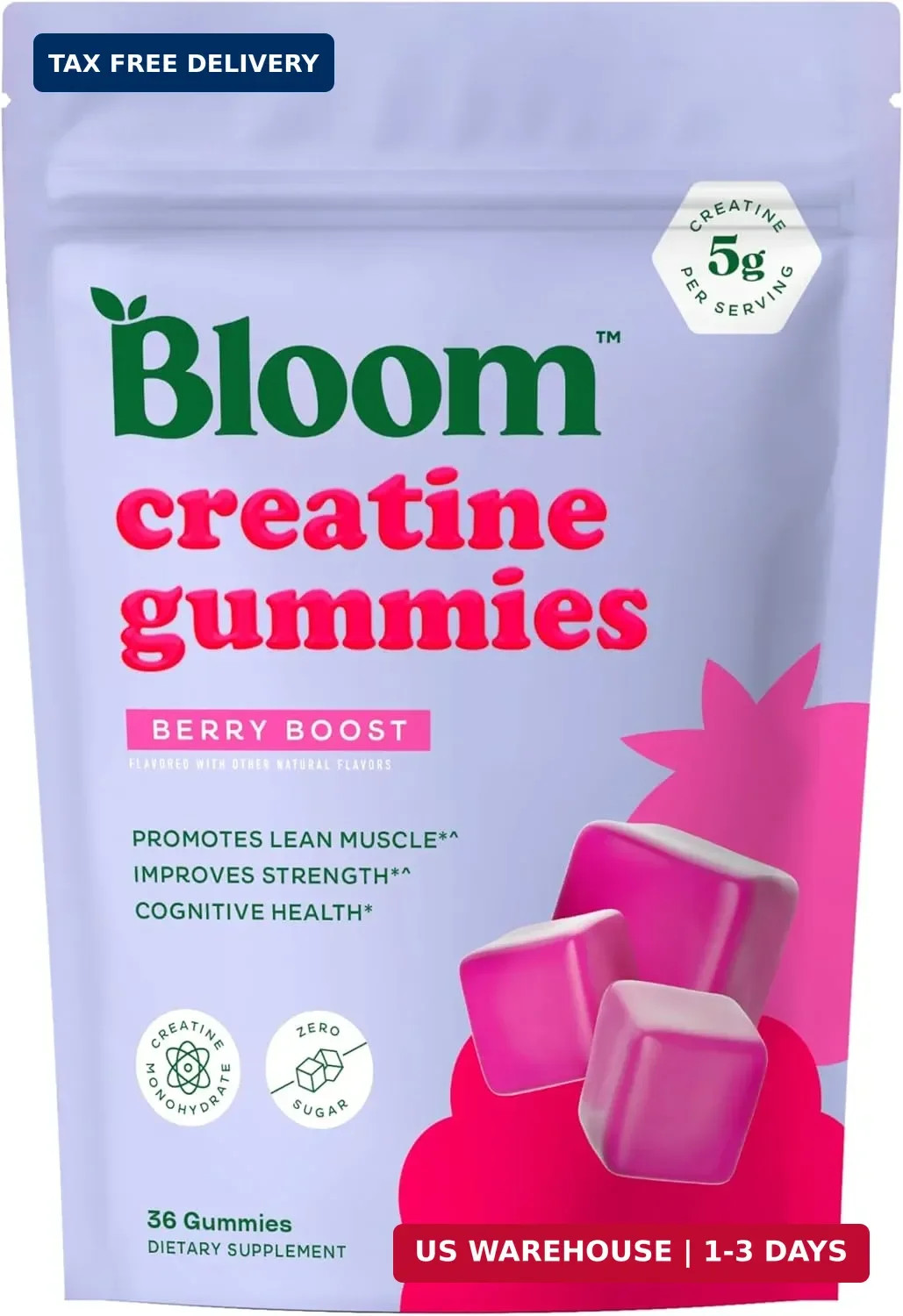 Creatine Monohydrate Gummies, Berry Boost, 12 Servings | 5g Per