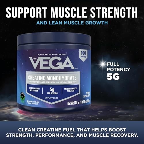 Creatine Monohydrate Powder 5g Pure Unflavored 100 Servings
