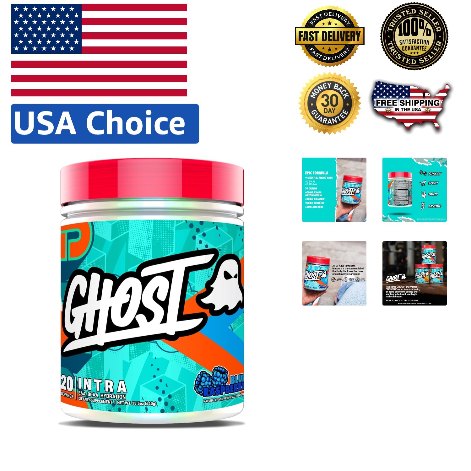Essential Amino Acids & Nootropics | Intra Workout Powder Blue Raspberry 15.5oz