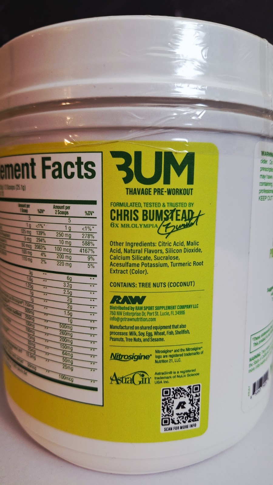 BUM Thavage Pre-Workout, Lemon Lime 🍋 20/40 Serv, 130/260mg Caffeine, 10/2027✨️