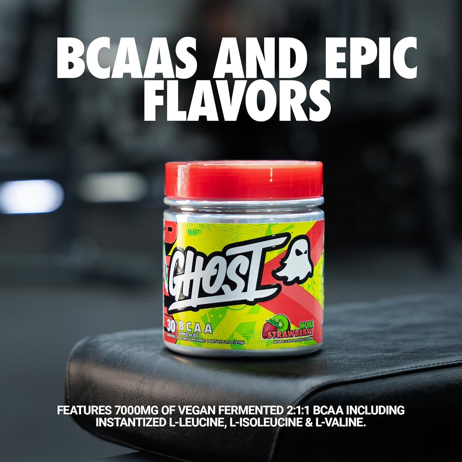 BCAA Powder Amino Acids Supplement, Kiwi Strawberry – 30 Servings – Sugar-Free I