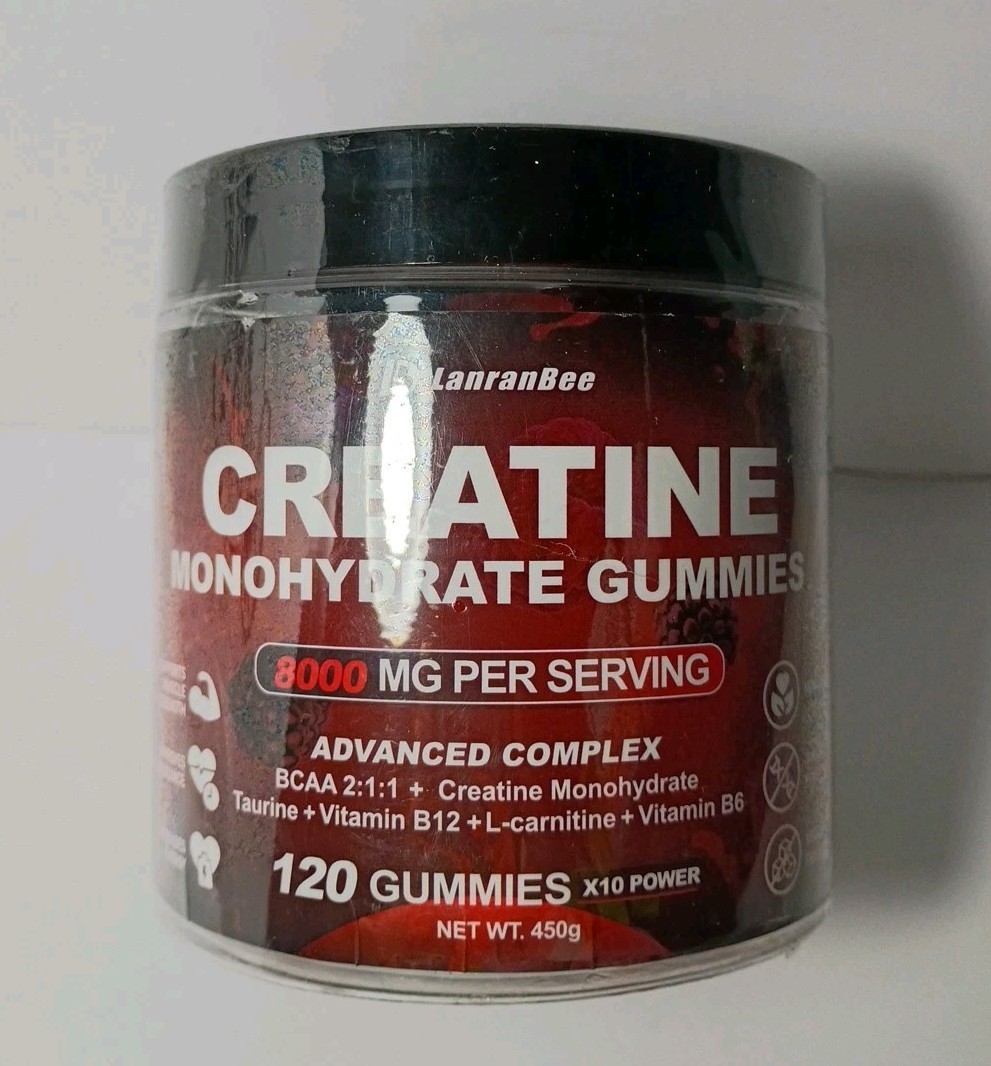 Creatine Monohydrate Gummies 8000MG, 120 ct (Berry Flavor) Advanced Complex BCAA