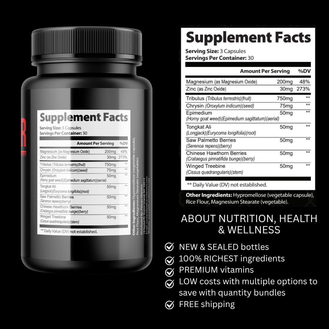 Red Bear- Bodybuilding & Men’s Health Support- 12 Bottles- 1080 Capsules