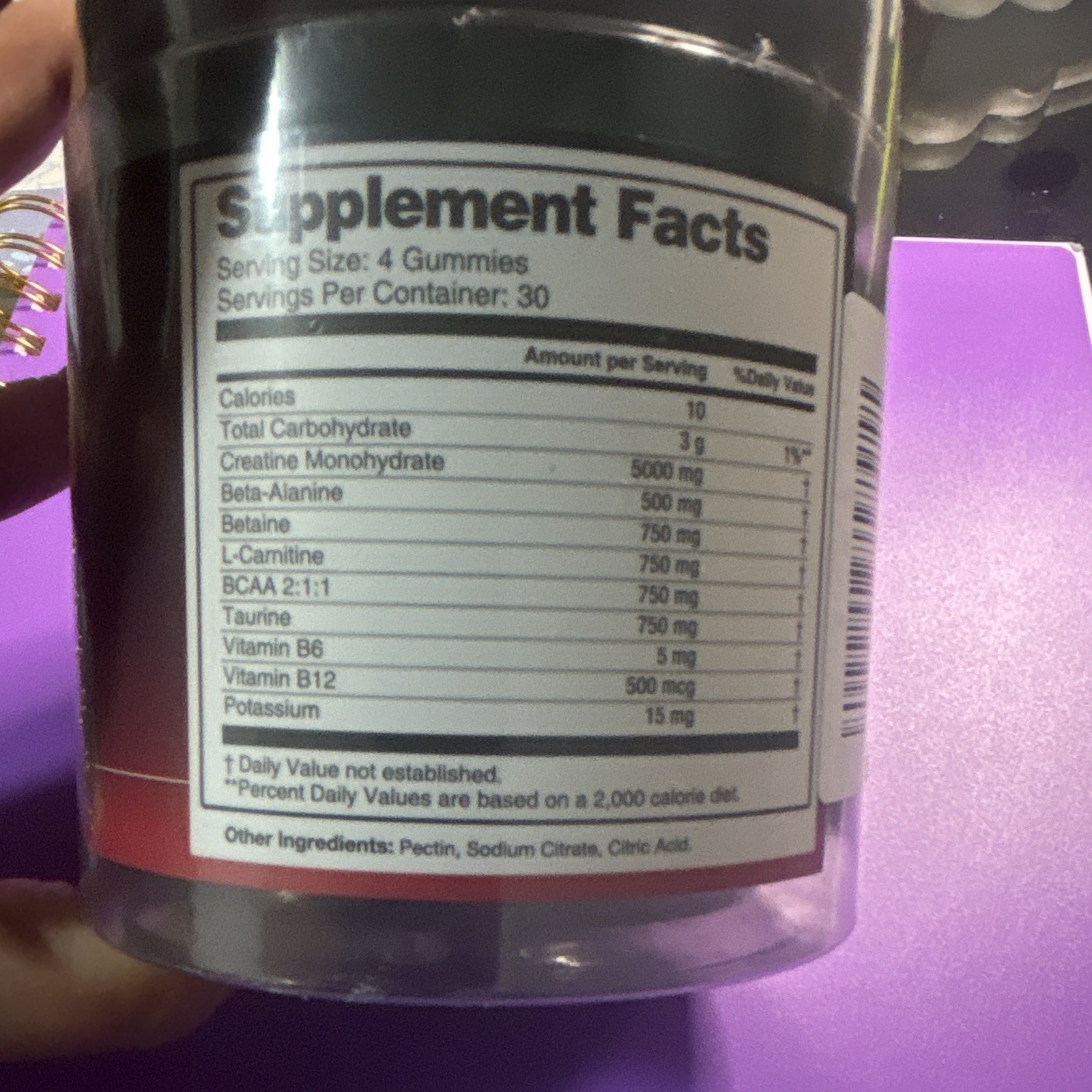 Hoozzoh Creatine Monohydrate Gummies w/ L-Taurine & B12, 120 Count
