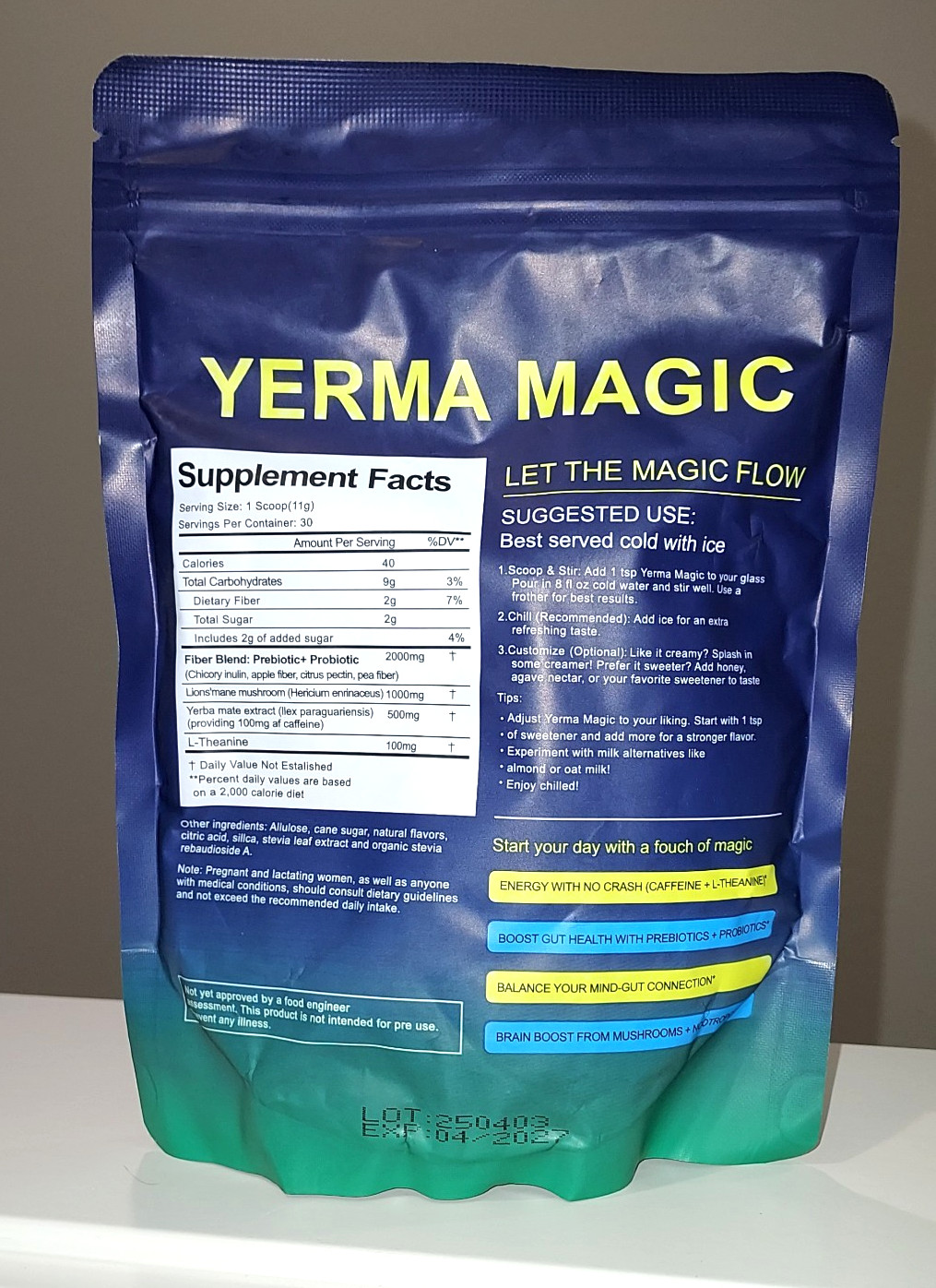 Yerma Magic Yerba Mate Peach Mango Powder 30 Servings Sealed Exp 2027 Drink Mix