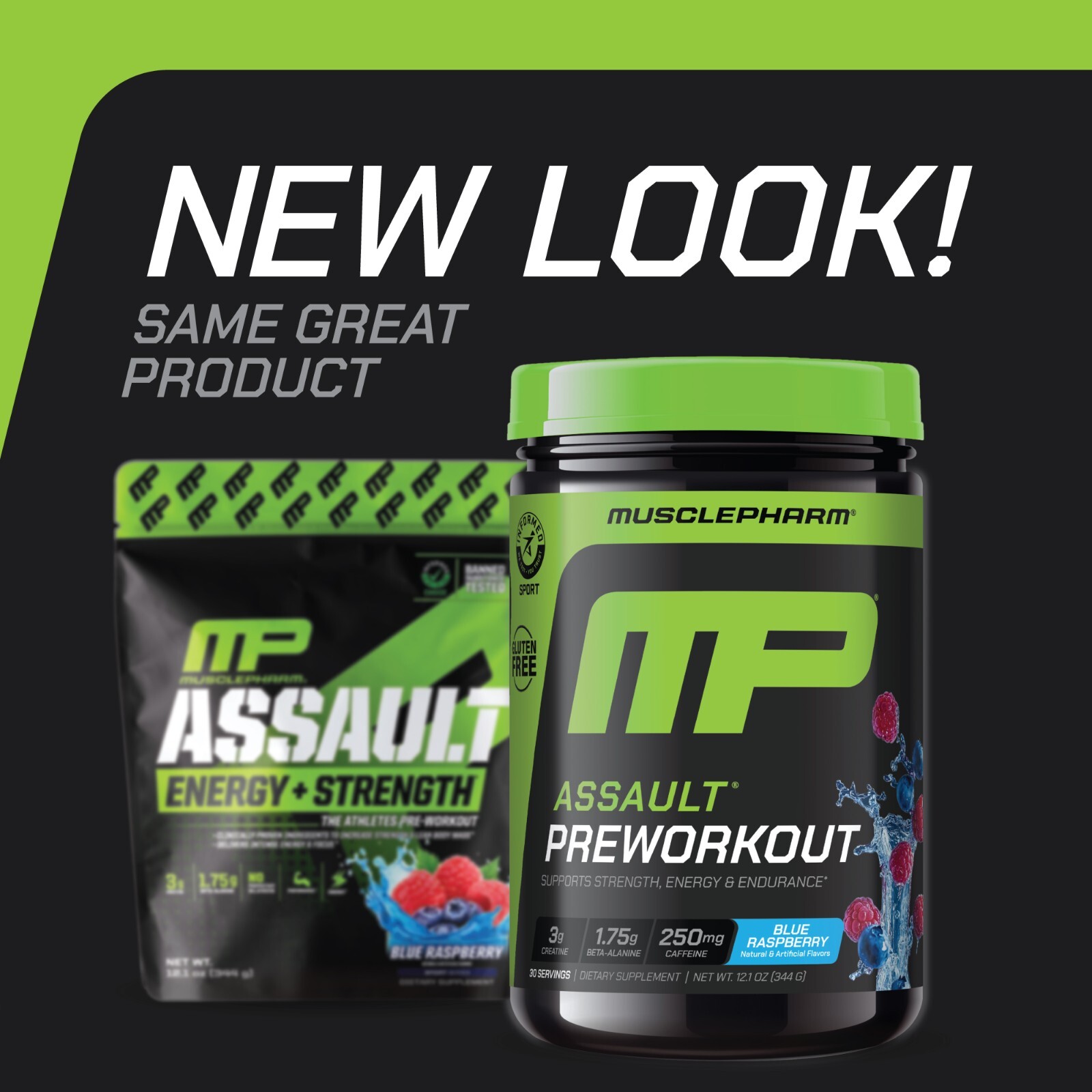 MusclePharm Assault Energy & Strength Pre Workout – 30 Servings, Blue Raspberry