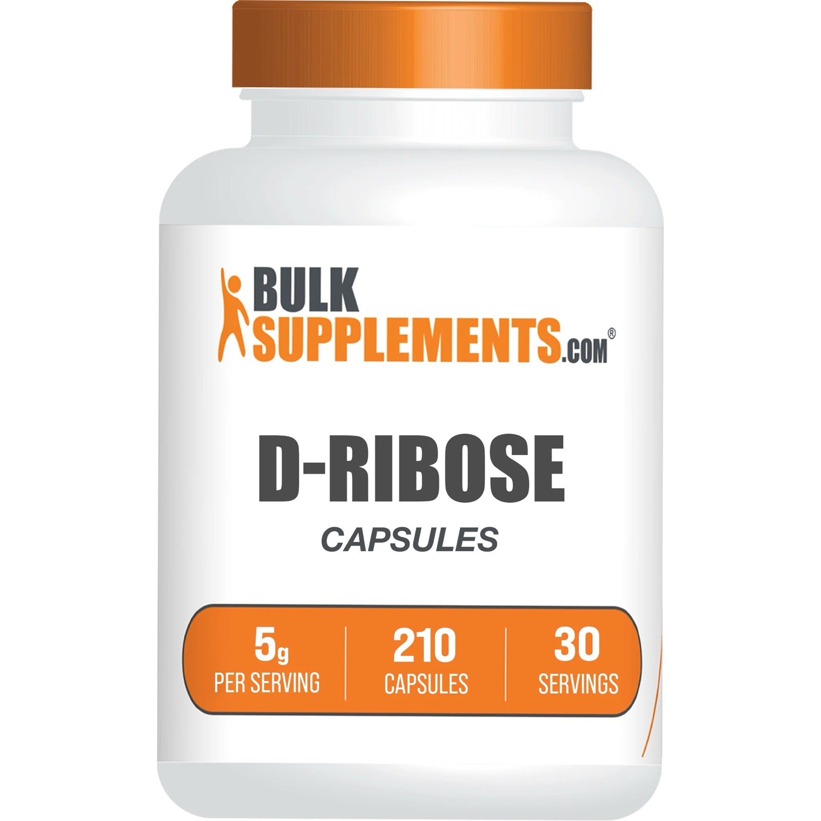 BulkSupplements D-Ribose 210 Capsules – 5g Per Serving EXP. 09/2026