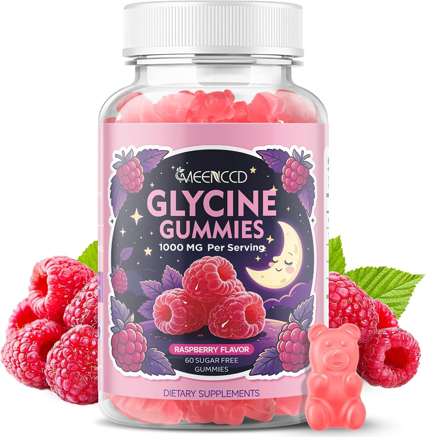 Glycine Gummies 1000mg, Glycine Supplement for Relaxation and Nerve Support