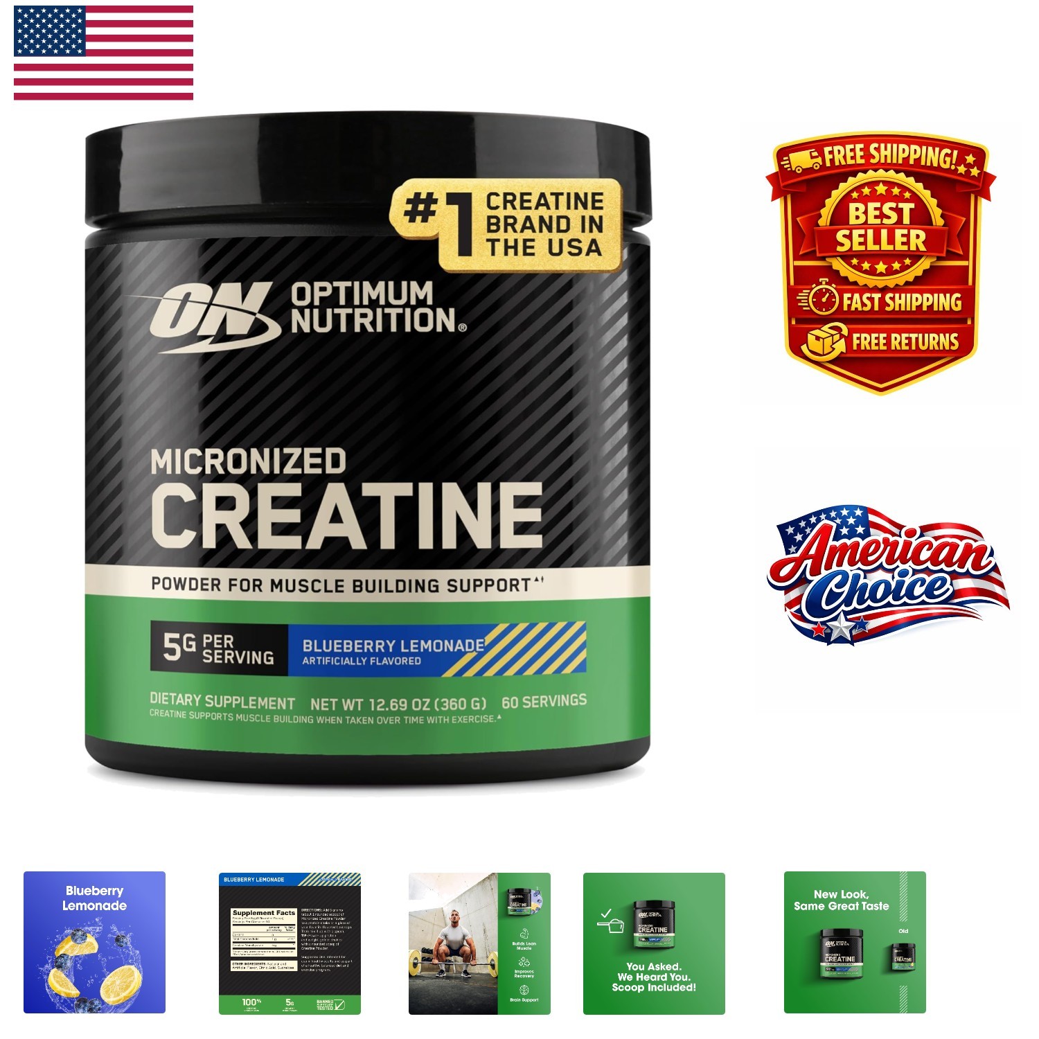 Micronized Creatine Monohydrate in Blueberry Lemonade – 60 Servings